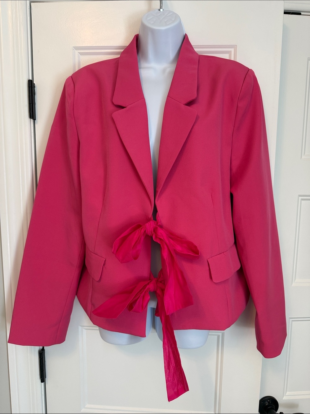 Anthropologie Hot Pink Tie-Front Blazer